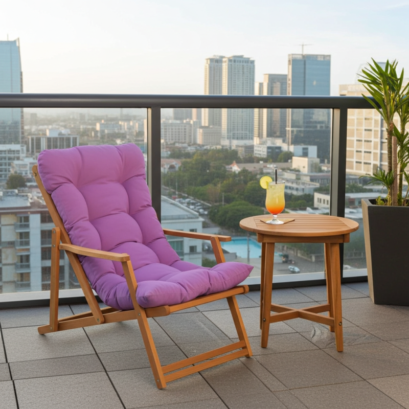 Ahşap Sezlong Sandalye Katlanır Minderli | Bahçe & Teras Rahatlığı