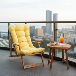 Ahşap Sezlong Sandalye Katlanır Minderli | Bahçe & Teras Rahatlığı