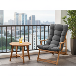 Ahşap Sezlong Sandalye Katlanır Minderli | Bahçe & Teras Rahatlığı