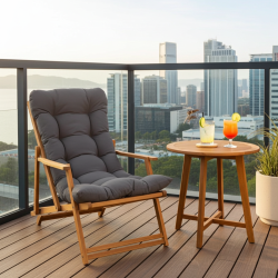 Ahşap Sezlong Sandalye Katlanır Minderli | Bahçe & Teras Rahatlığı