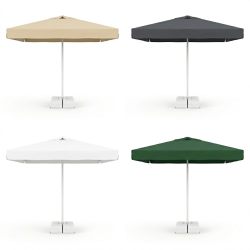 300x300 cm İpli Makaralı Bahçe Şemsiyesi - Beyaz Alüminyum Gövdeli Tam Set