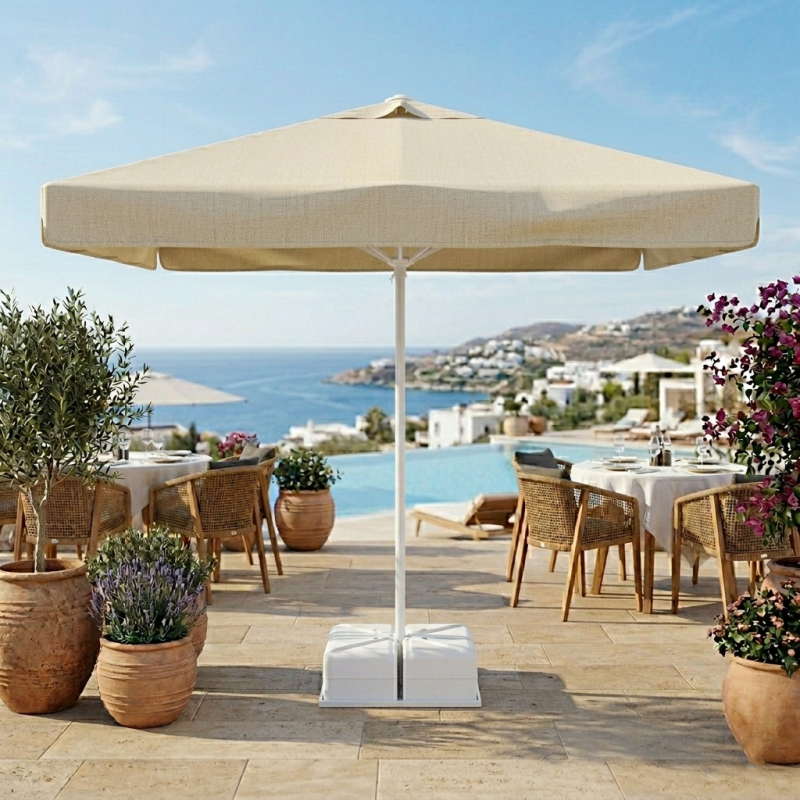 Kare Bahçe Şemsiyesi 3x3m | İpli Alüminyum Şemsiye Modelleri