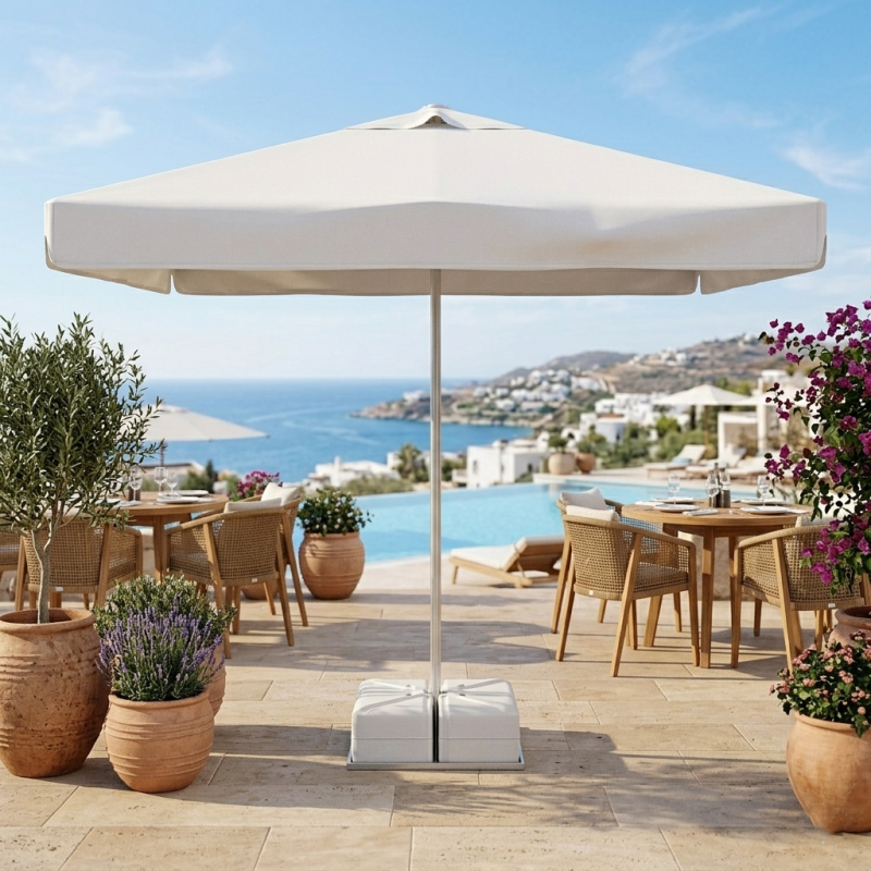 Kare Bahçe Şemsiyesi 3x3m | İpli Alüminyum Şemsiye Modelleri