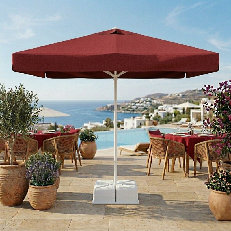 Kare Bahçe Şemsiyesi 3x3m | İpli Alüminyum Şemsiye Modelleri